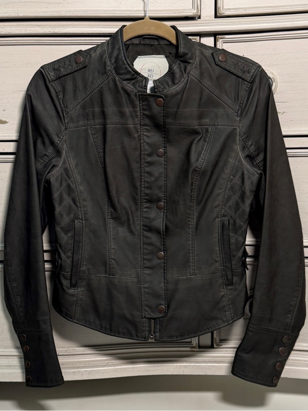 Anthropologie Hei Hei Vegan Leather Moto Jacket - Picture 7 of 7